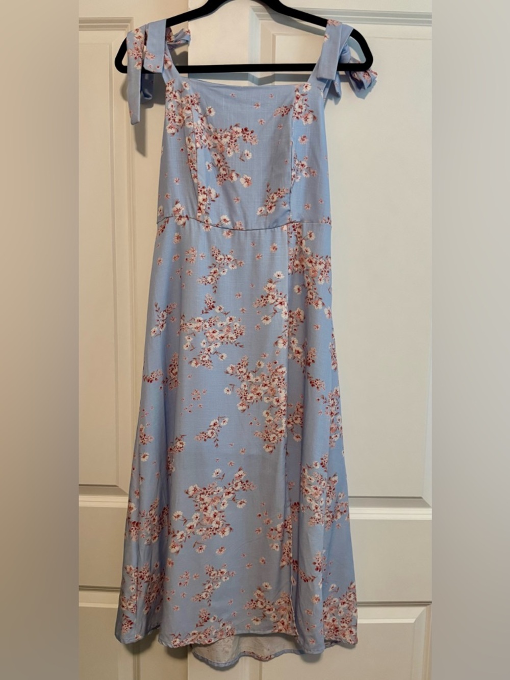 Oak & Trellis Floral Midi Dress Womens M Blue Tie Strap Cottagecore NWT